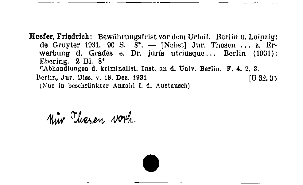 [Katalogkarte Dissertationenkatalog bis 1980]