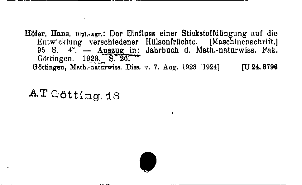 [Katalogkarte Dissertationenkatalog bis 1980]