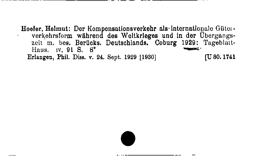 [Katalogkarte Dissertationenkatalog bis 1980]