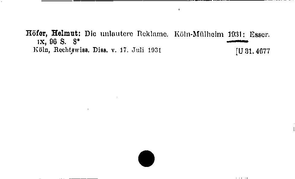 [Katalogkarte Dissertationenkatalog bis 1980]