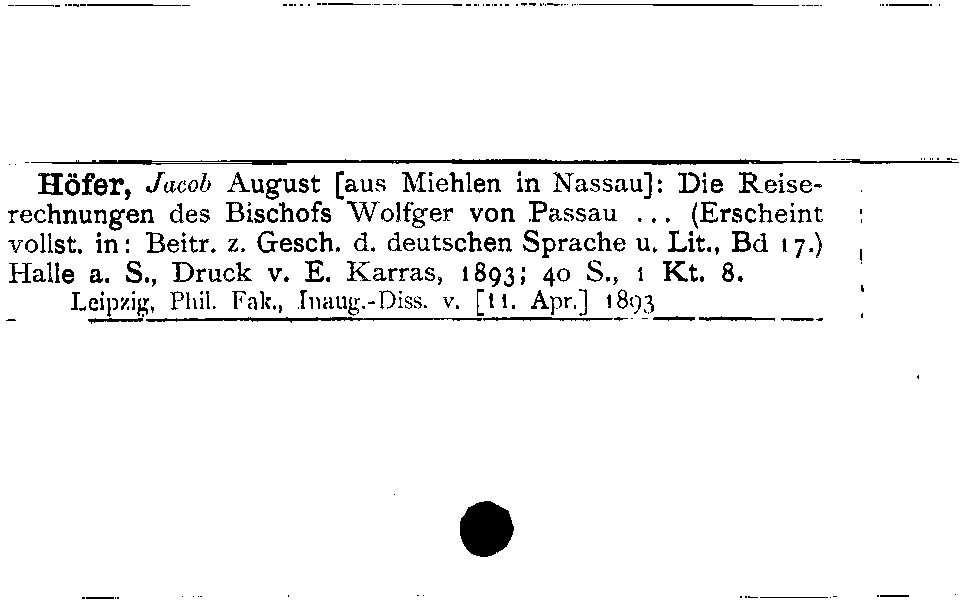 [Katalogkarte Dissertationenkatalog bis 1980]