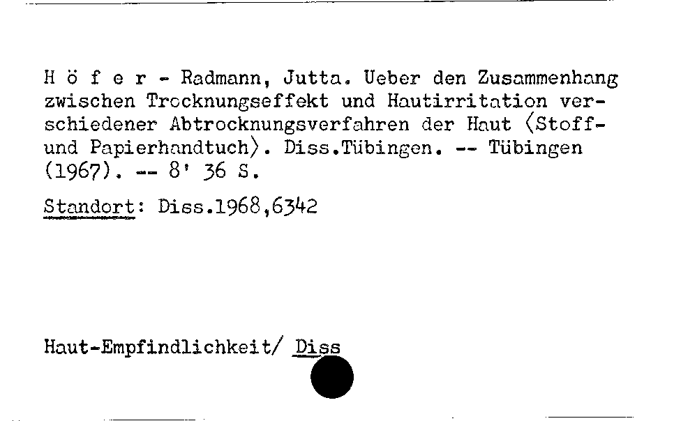 [Katalogkarte Dissertationenkatalog bis 1980]