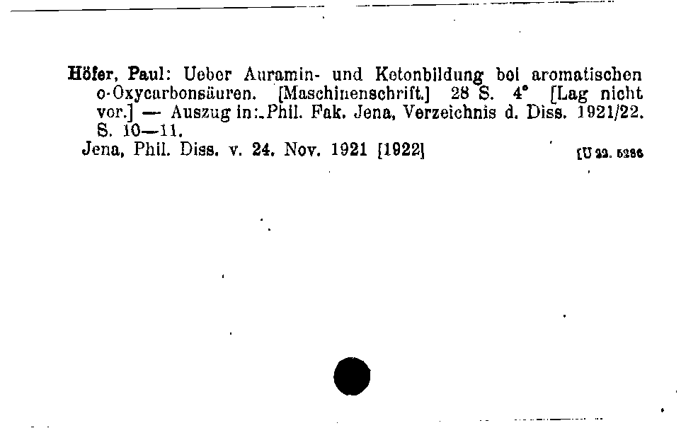 [Katalogkarte Dissertationenkatalog bis 1980]