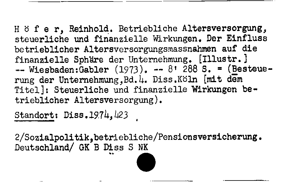 [Katalogkarte Dissertationenkatalog bis 1980]