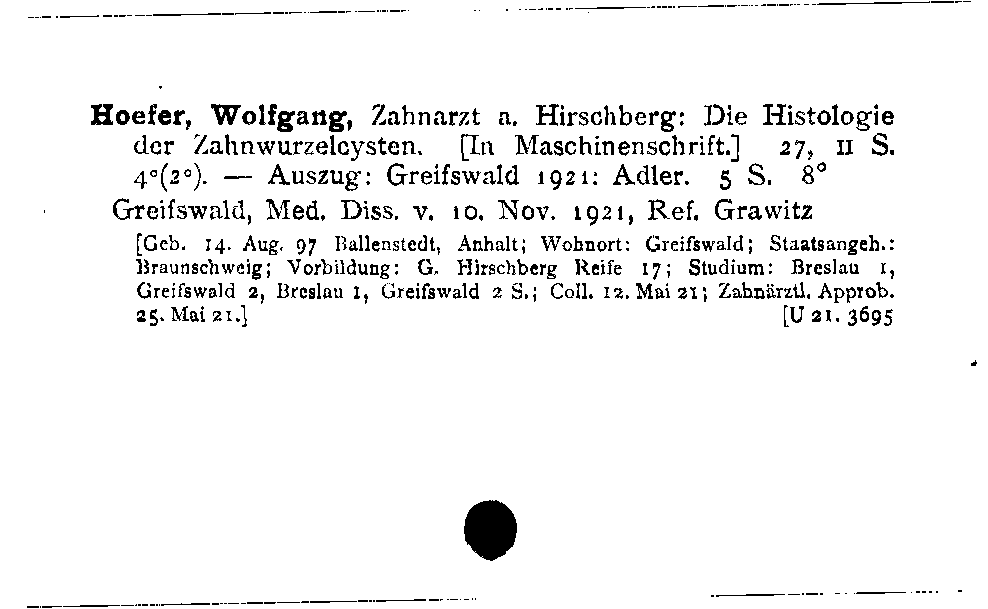 [Katalogkarte Dissertationenkatalog bis 1980]