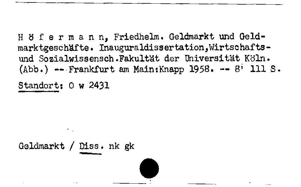 [Katalogkarte Dissertationenkatalog bis 1980]