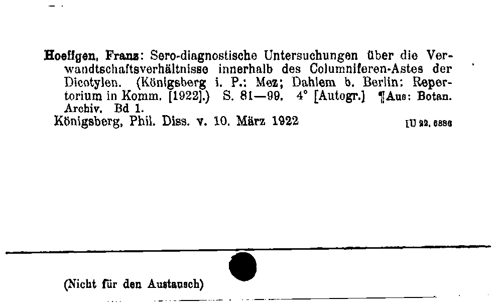 [Katalogkarte Dissertationenkatalog bis 1980]