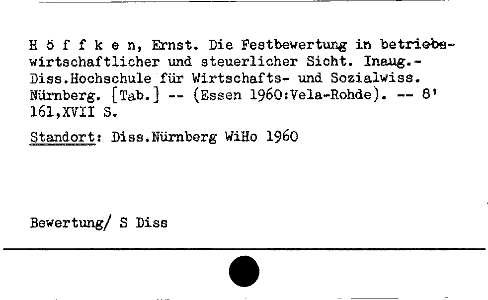 [Katalogkarte Dissertationenkatalog bis 1980]