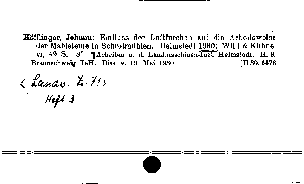 [Katalogkarte Dissertationenkatalog bis 1980]