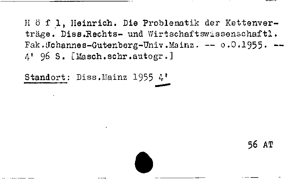 [Katalogkarte Dissertationenkatalog bis 1980]