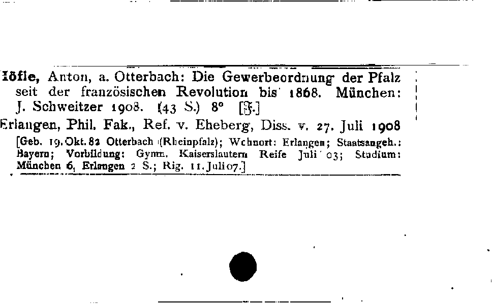 [Katalogkarte Dissertationenkatalog bis 1980]