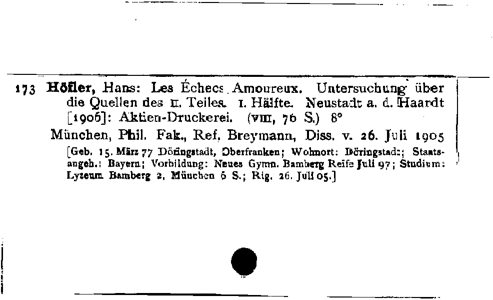 [Katalogkarte Dissertationenkatalog bis 1980]