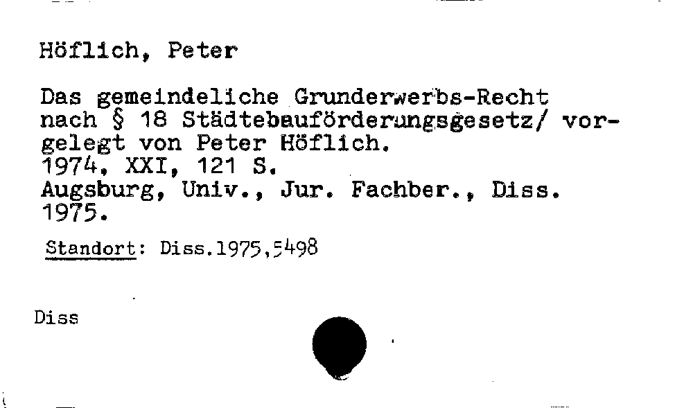 [Katalogkarte Dissertationenkatalog bis 1980]