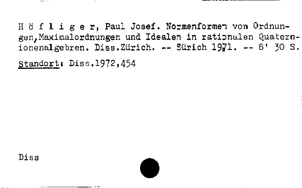 [Katalogkarte Dissertationenkatalog bis 1980]