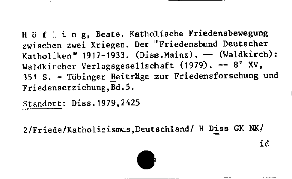 [Katalogkarte Dissertationenkatalog bis 1980]