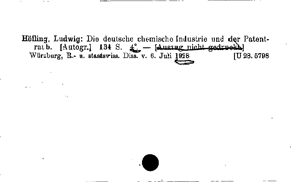 [Katalogkarte Dissertationenkatalog bis 1980]