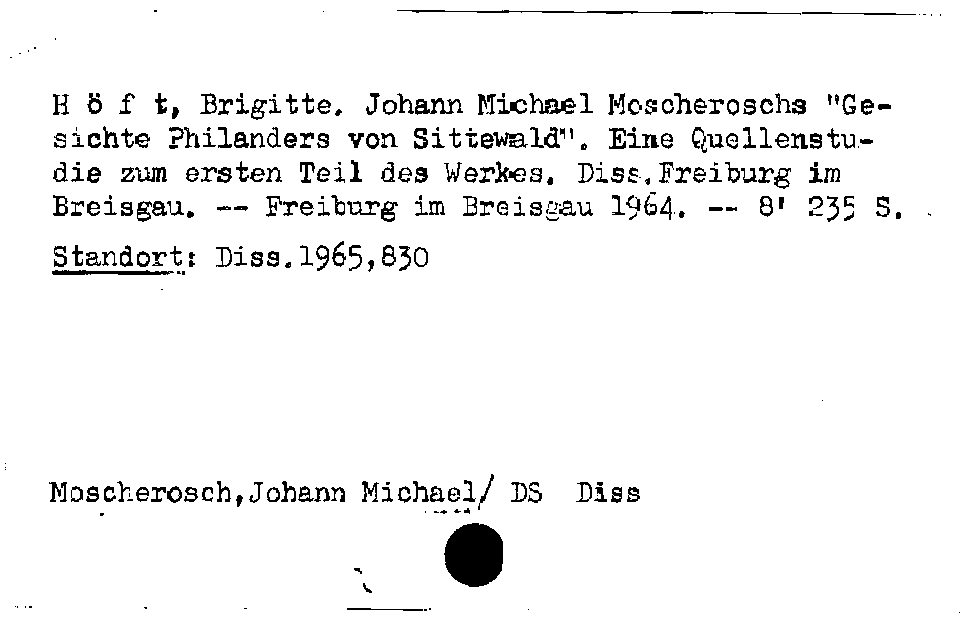 [Katalogkarte Dissertationenkatalog bis 1980]