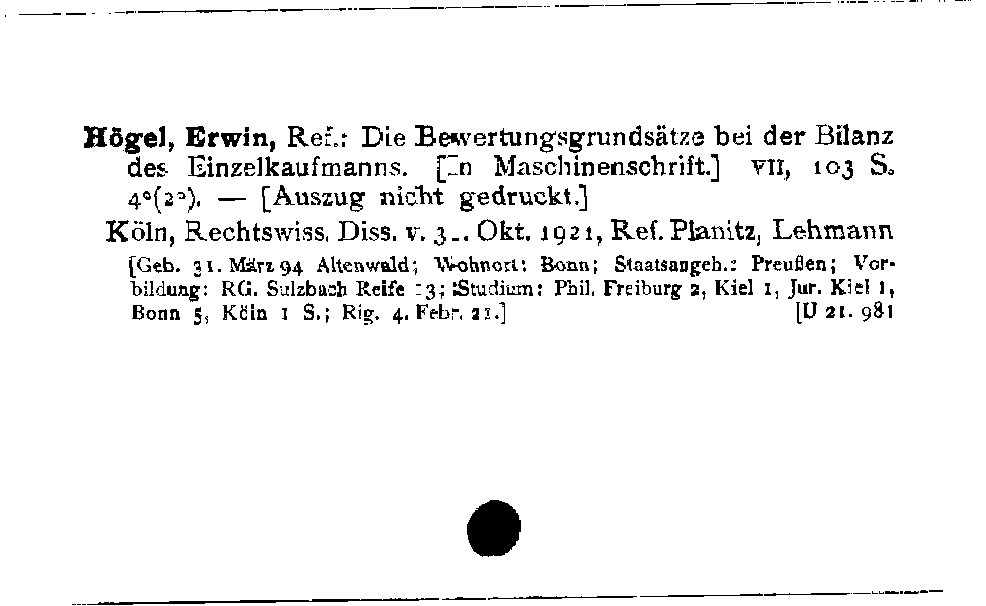 [Katalogkarte Dissertationenkatalog bis 1980]