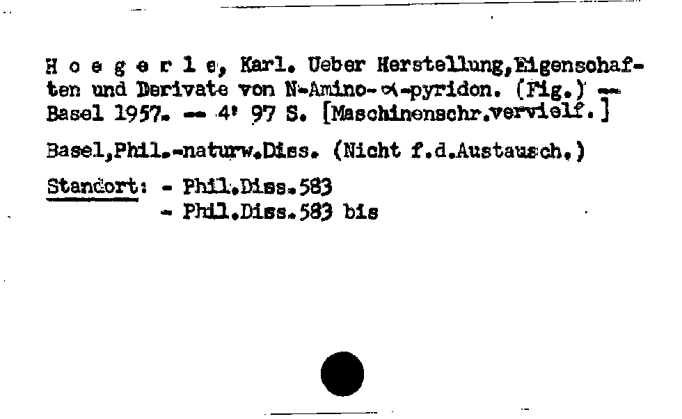 [Katalogkarte Dissertationenkatalog bis 1980]