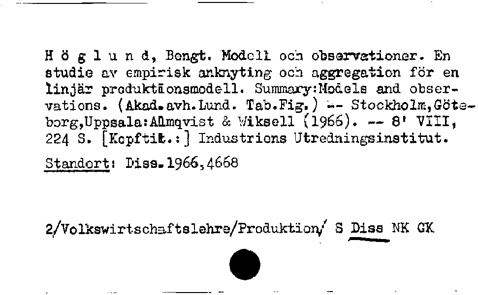 [Katalogkarte Dissertationenkatalog bis 1980]