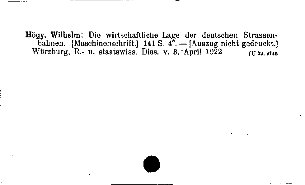 [Katalogkarte Dissertationenkatalog bis 1980]