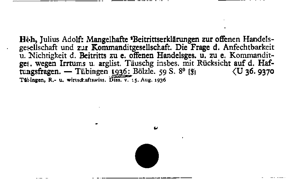 [Katalogkarte Dissertationenkatalog bis 1980]