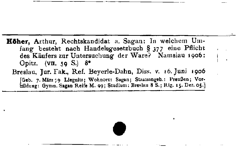 [Katalogkarte Dissertationenkatalog bis 1980]