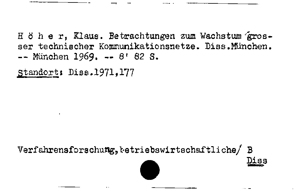 [Katalogkarte Dissertationenkatalog bis 1980]