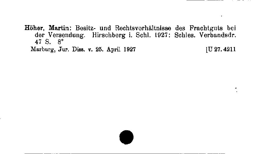 [Katalogkarte Dissertationenkatalog bis 1980]