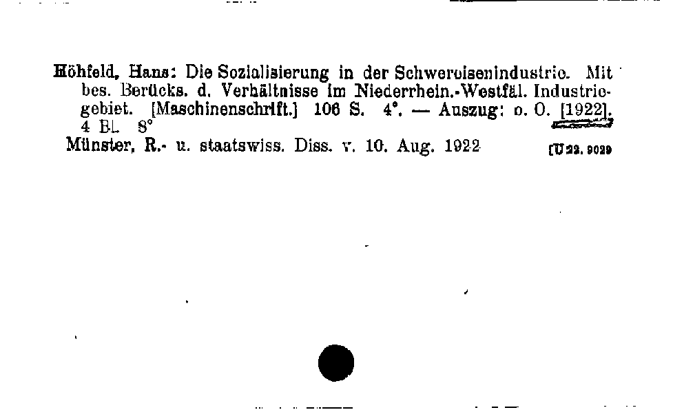 [Katalogkarte Dissertationenkatalog bis 1980]