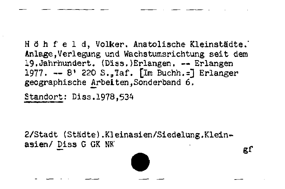 [Katalogkarte Dissertationenkatalog bis 1980]