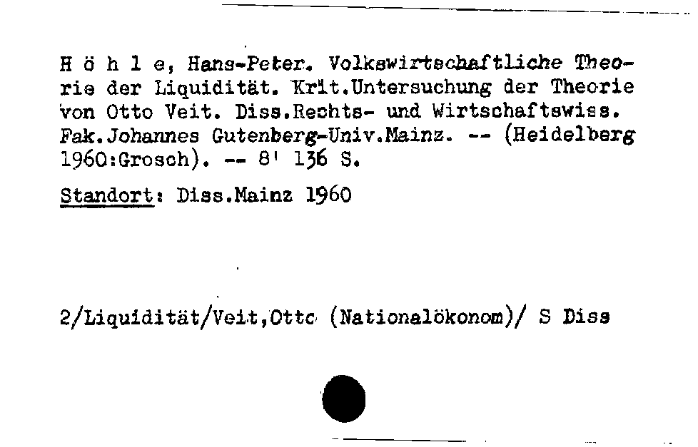 [Katalogkarte Dissertationenkatalog bis 1980]