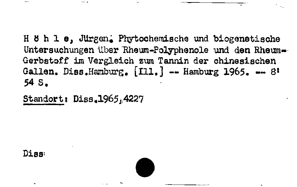 [Katalogkarte Dissertationenkatalog bis 1980]