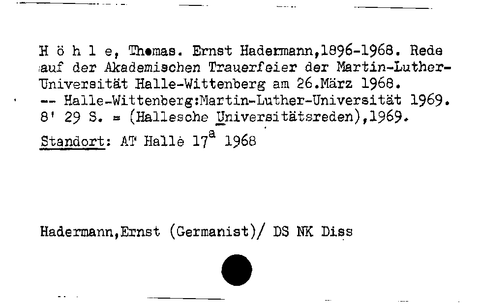 [Katalogkarte Dissertationenkatalog bis 1980]