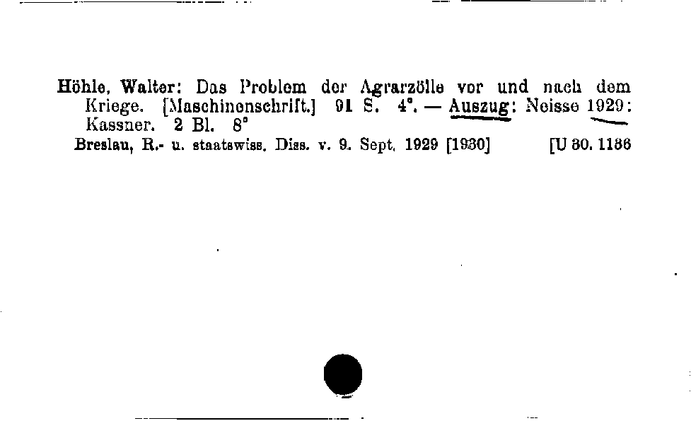 [Katalogkarte Dissertationenkatalog bis 1980]