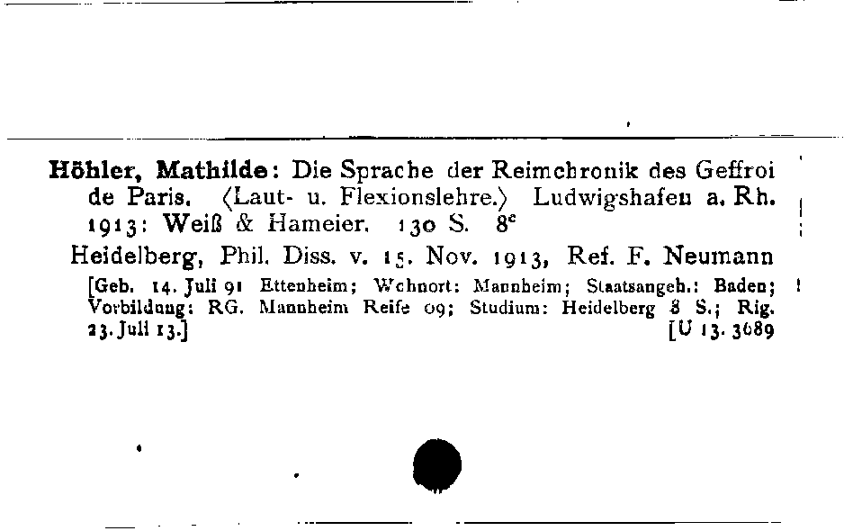 [Katalogkarte Dissertationenkatalog bis 1980]