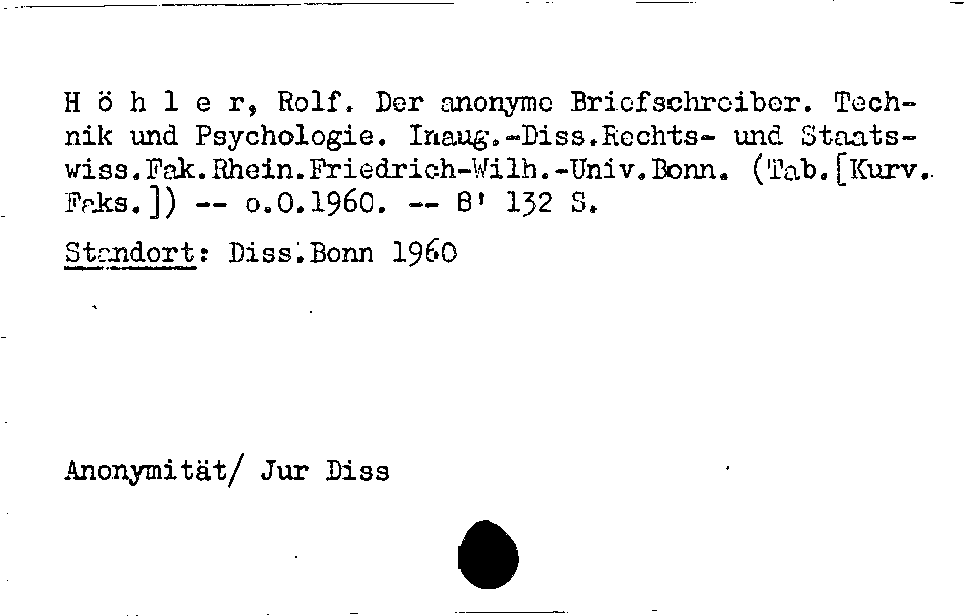 [Katalogkarte Dissertationenkatalog bis 1980]