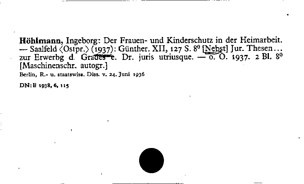 [Katalogkarte Dissertationenkatalog bis 1980]