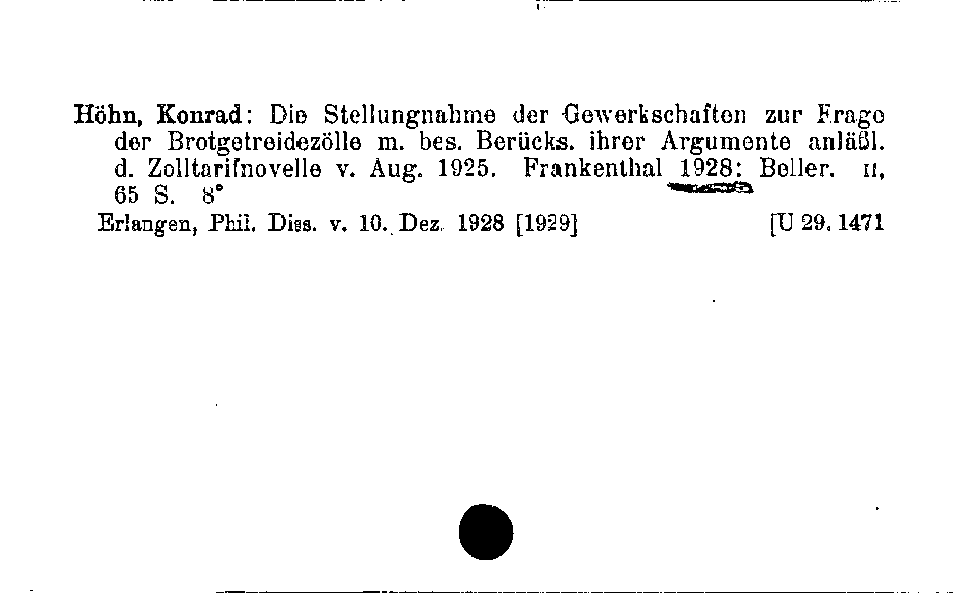 [Katalogkarte Dissertationenkatalog bis 1980]