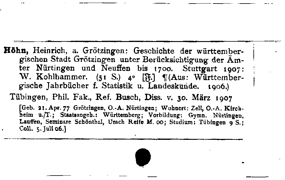 [Katalogkarte Dissertationenkatalog bis 1980]