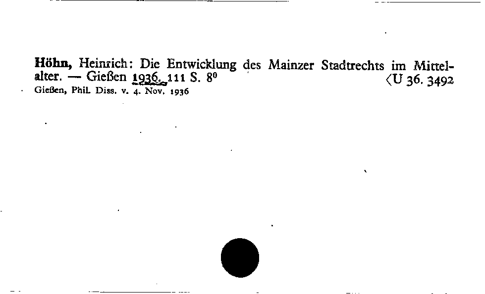 [Katalogkarte Dissertationenkatalog bis 1980]