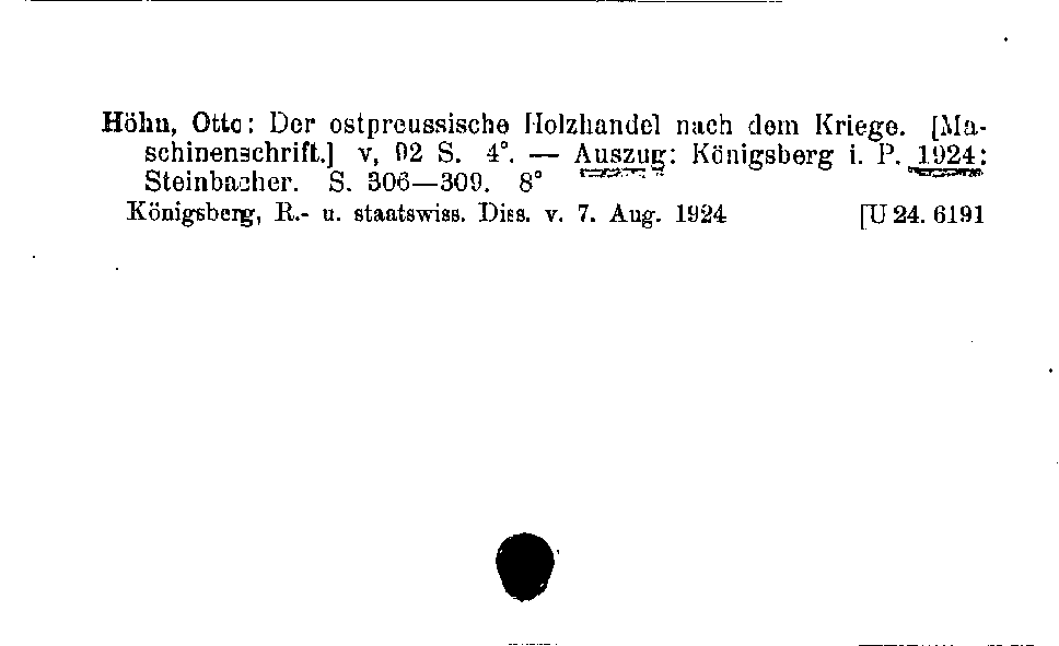 [Katalogkarte Dissertationenkatalog bis 1980]