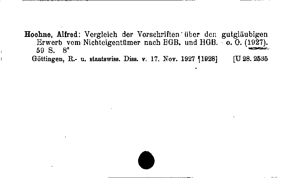 [Katalogkarte Dissertationenkatalog bis 1980]