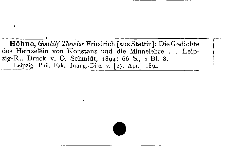 [Katalogkarte Dissertationenkatalog bis 1980]