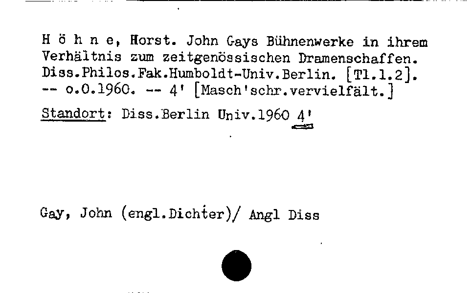 [Katalogkarte Dissertationenkatalog bis 1980]