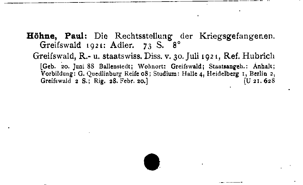 [Katalogkarte Dissertationenkatalog bis 1980]