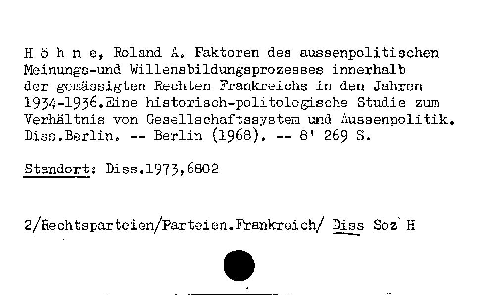 [Katalogkarte Dissertationenkatalog bis 1980]