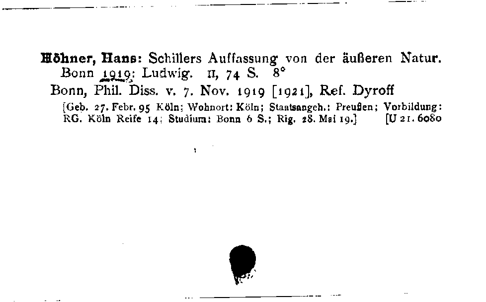 [Katalogkarte Dissertationenkatalog bis 1980]