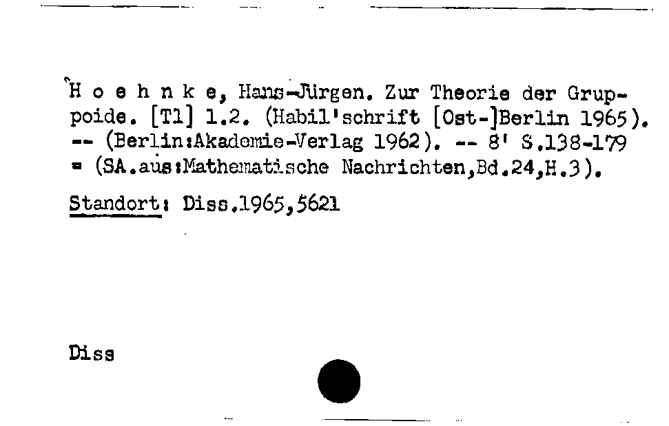 [Katalogkarte Dissertationenkatalog bis 1980]