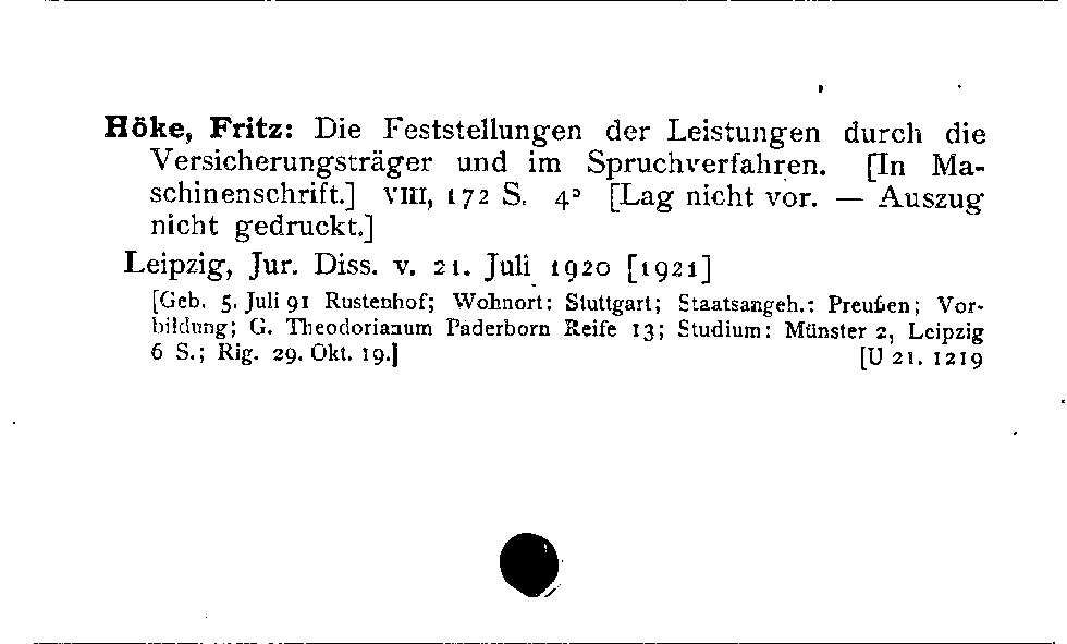 [Katalogkarte Dissertationenkatalog bis 1980]